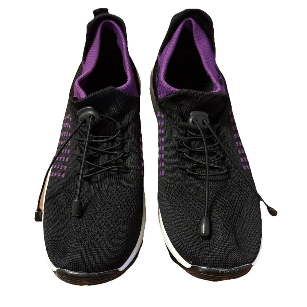 Black And Purple Slip On Shoes Comfort Wear Women Size 10.5 SEE DESCRIPTION